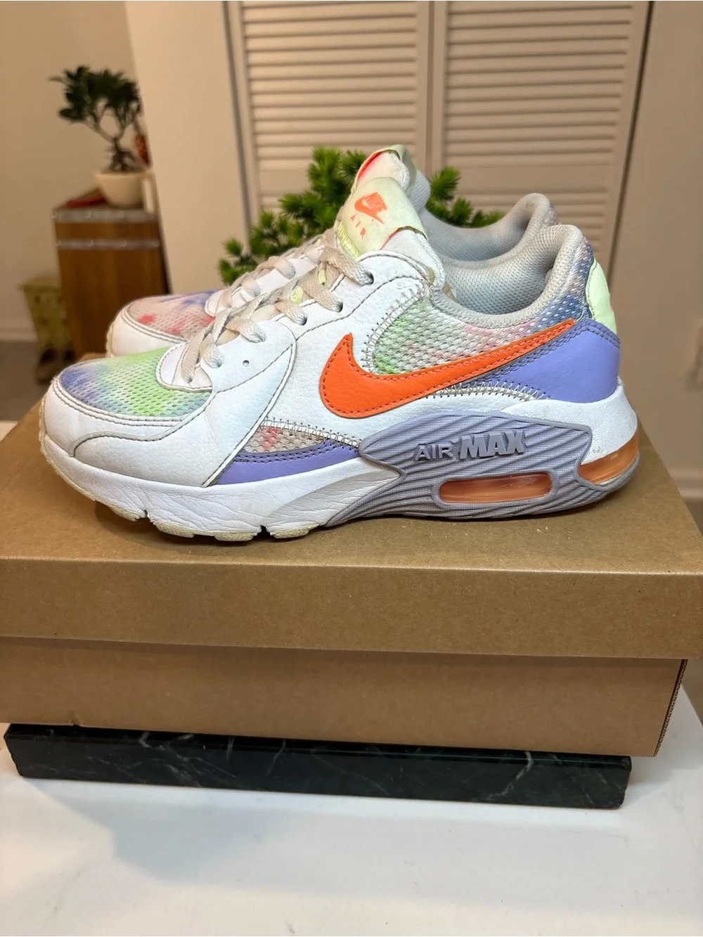 Nike Air Max Pastel Tie-Dye Sneakers with Orange Swoosh size 6.5 women’s
